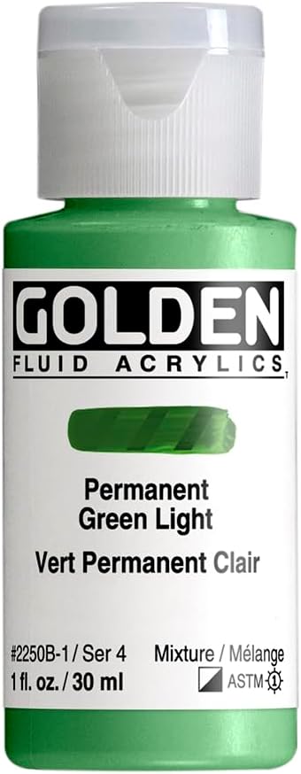 Pro-Art Golden Fluid Acrylic Paint 1 oz-Permanent Green Light