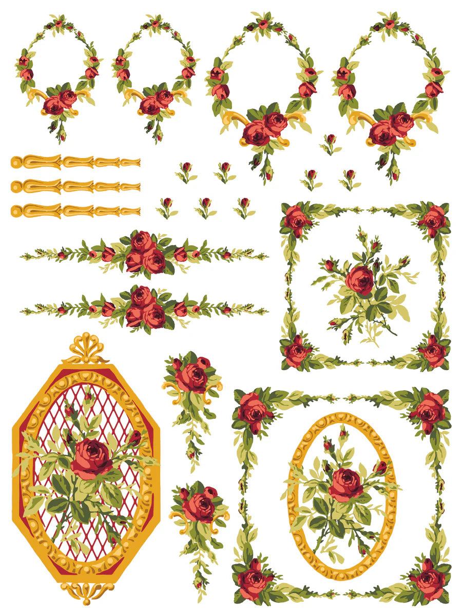 IOD IRON ORCHID DESIGN PAINT INLAY ( PETITE FLUER RED ) 12X16 SHEET