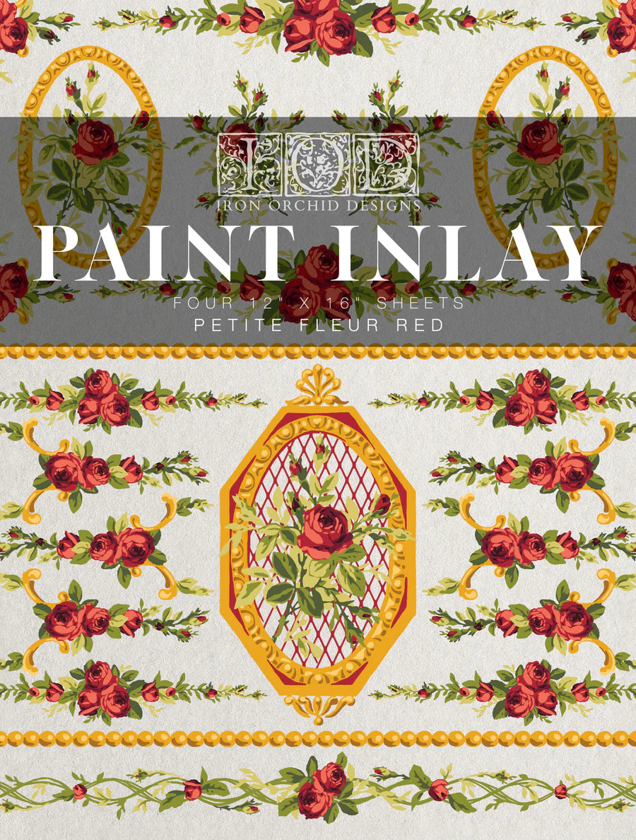 IOD IRON ORCHID DESIGN PAINT INLAY ( PETITE FLUER RED ) 12X16 SHEET