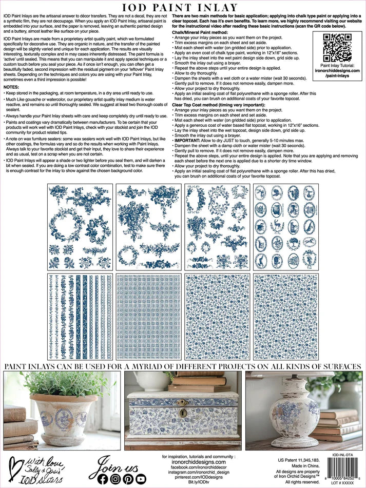 IOD IRON ORCHID DESIGN PAINT INLAY ( DELFT TRADITIONS AZURE ) 12X16 SHEET