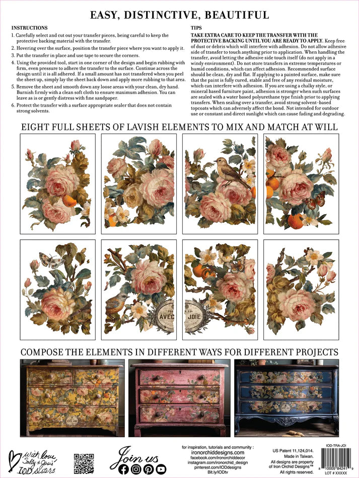 IRON ORCHIS DESIGN Transfer™ JOIE DES ROSES 12×16 PAD™