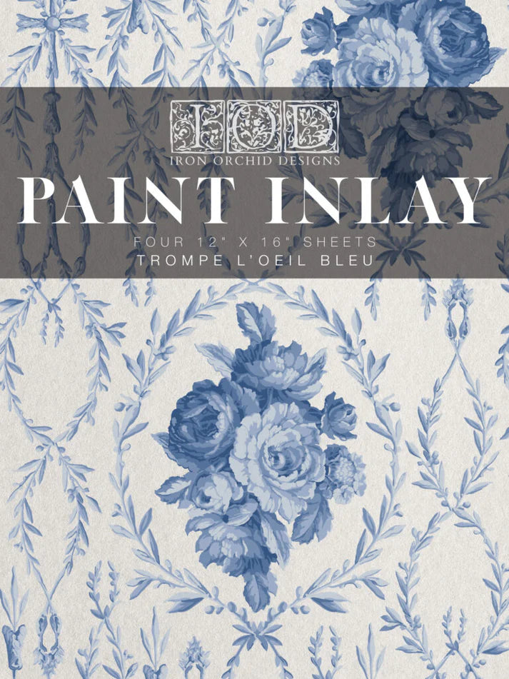 IOD IRON ORCHID DESIGN PAINT ILAY 9 TROMPE L'OELL BLUE ) 12X16 SHEET