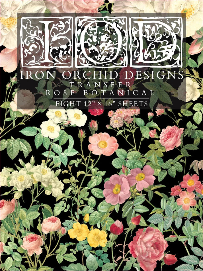 IRON ORCHID DESIGN TRANSFER ( ROSE BOTANICAL ) 12"x16" (30.48cm x 40.64cm).