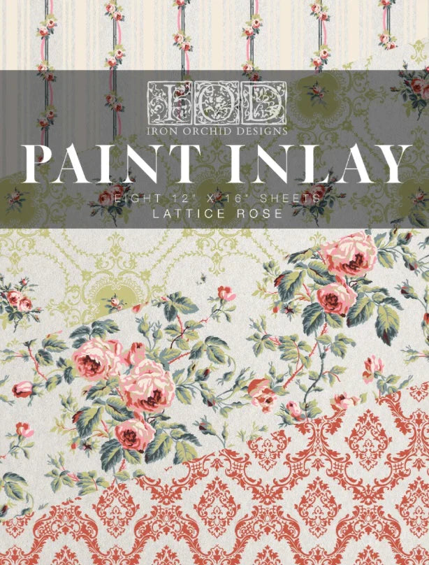 IOD IRON ORCHID DESIGN PAINT INLAY ( LATTICE ROSE ) 12X16 SHEET