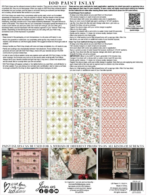 IOD IRON ORCHID DESIGN PAINT INLAY ( LATTICE ROSE ) 12X16 SHEET