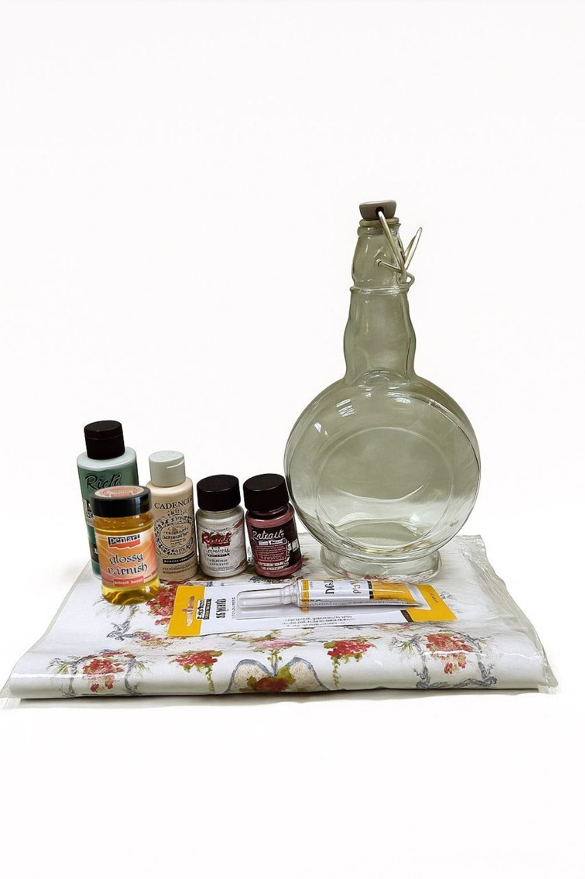 Floral Decoupage On Glass with a Hint of Metallic Elegance