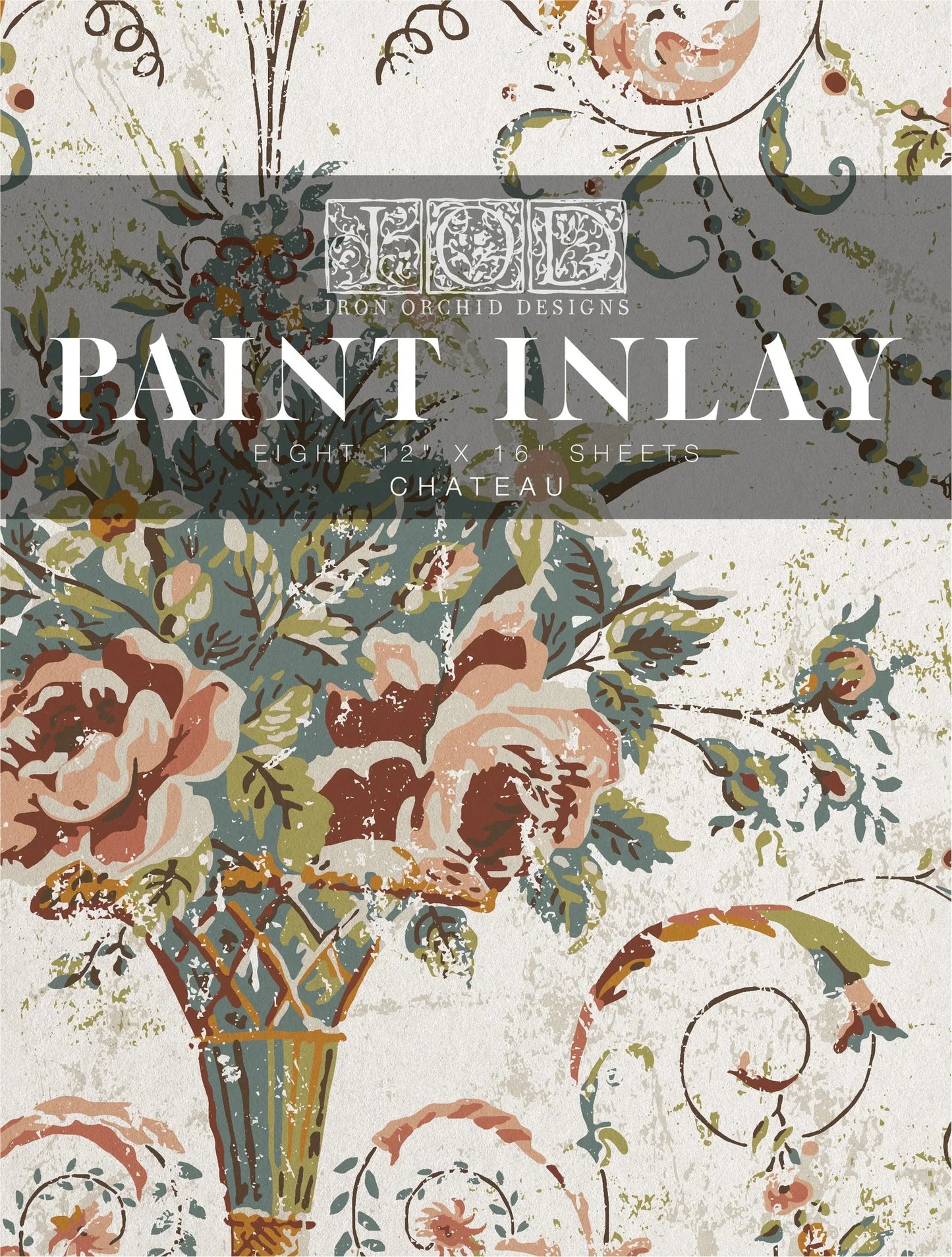 IOD IRON ORCHID DESIGN PAINT INLAY ( CHATEAU ) 12X 16 SHEET