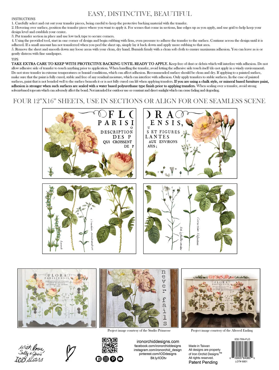 IRON ORCHID DESIGN TRANSFER ( FLORA PARISIENSIS ) 30.48cm x 40.64cm)