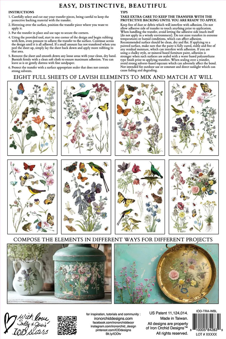 IOD Transfer Wild Bloemen 8x12 sheet