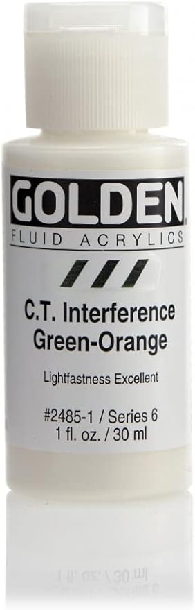 طلاء أكريليك ذهبي سائل متداخل، 1 أونصة، أخضر برتقالي متداخل