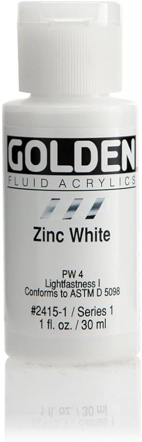 طلاء أكريليك سائل ذهبي، 1 أونصة، أبيض زنك