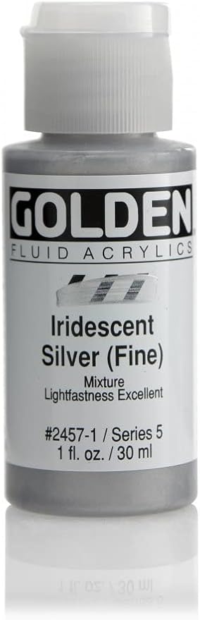 طلاء أكريليك سائل ذهبي، 1 أونصة - فضي لامع ناعم