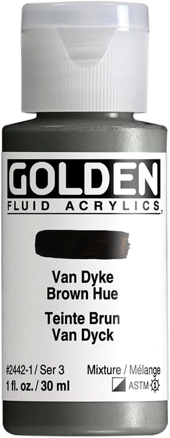Golden Artist Colors Fluid Acrylic Paint 1 Ounce-Historical Van Dyke Brown Hue