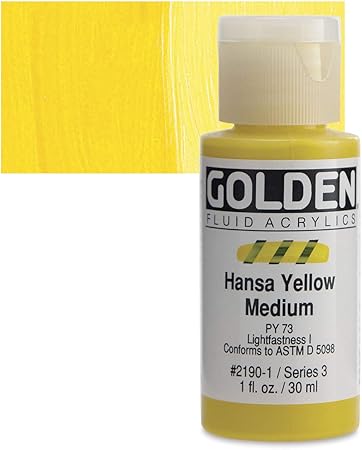 طلاء أكريليك سائل ذهبي، 1 أونصة - لون هانزا أصفر متوسط