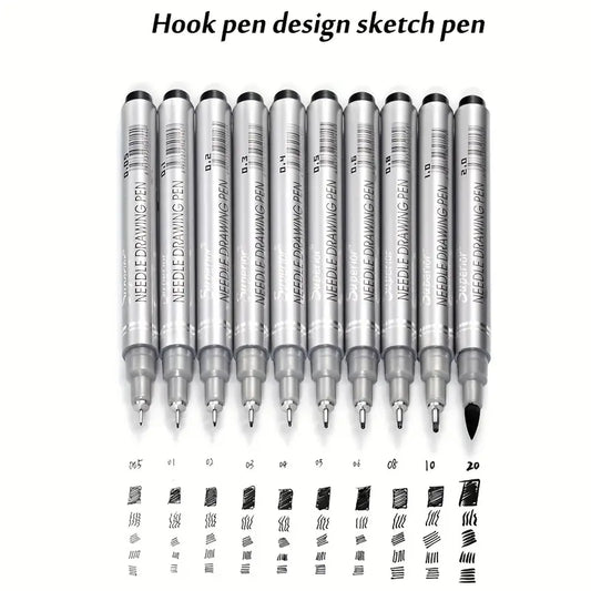 Set of 10 Needle Drawing Pen