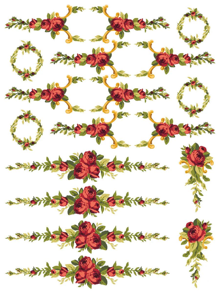 IOD IRON ORCHID DESIGN PAINT INLAY ( PETITE FLUER RED ) 12X16 SHEET