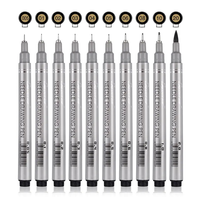 Set of 10 Needle Drawing Pen